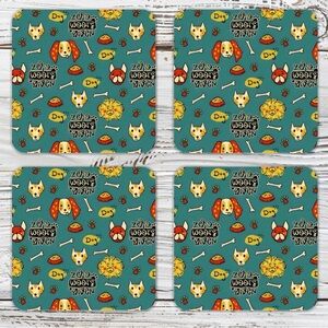 Zero Woofs Given Dogs Drink Coasters Cork Back Set Of 4